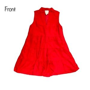 Sail to Sable Red Sleeveless Fit & Flare Tunic Dress with Tiered Skirt